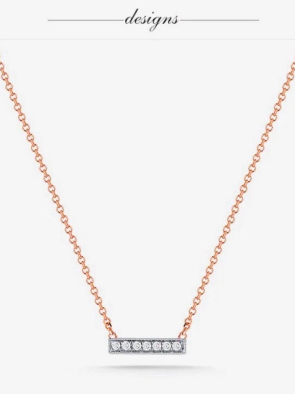 Dana Rebecca Designs Sylvie 14k Rose Gold Diamond Bar Necklace 18”